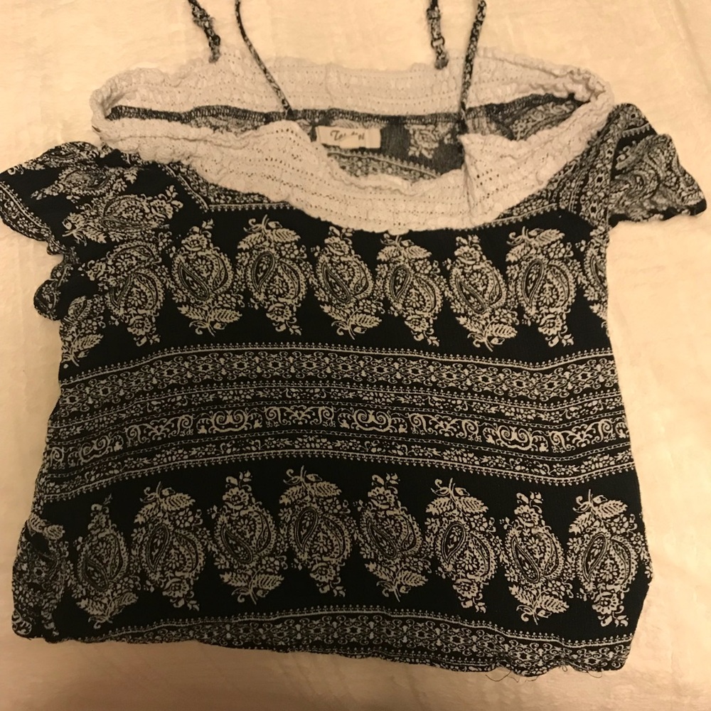 Black off the shoulder crop top